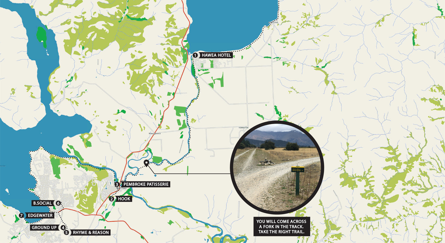Hawea River Track E-Bike Tour to Wanaka Map