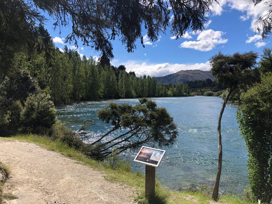Scenic view of Hawea River Track with turquoise water
